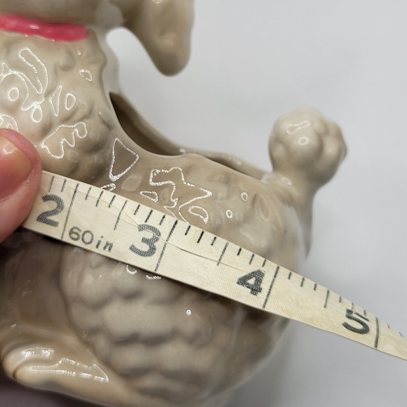 VTG Lefton Poodle Planter with Pink Bows, Glass Eyes & its Original Sticker, HTF - Picture 13 of 15